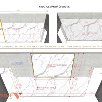 Vách trang trí tiệm vàng sử dụng vật liệu nhựa PVC vân đá marble 